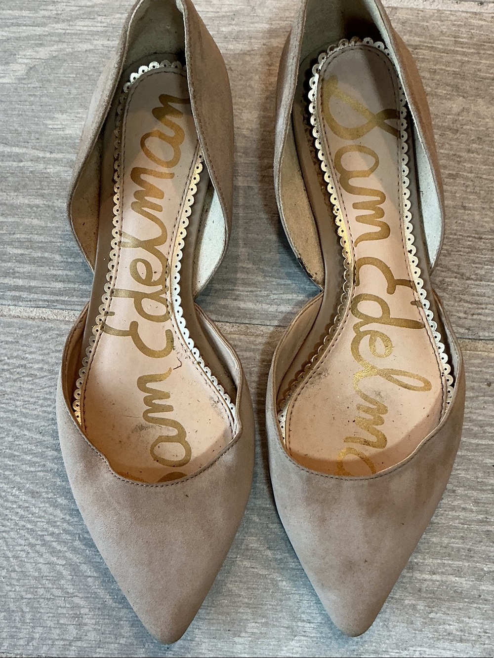 Sam Edelman Rodney D’Orsay Taupe Pointed-Toe Flats Women’s Sz. 6.5M